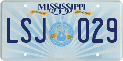 MS license plate LSJ029