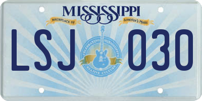 MS license plate LSJ030