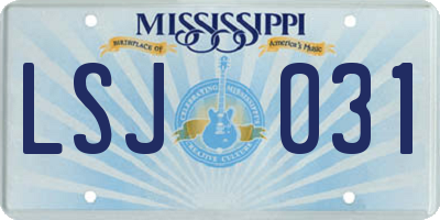 MS license plate LSJ031