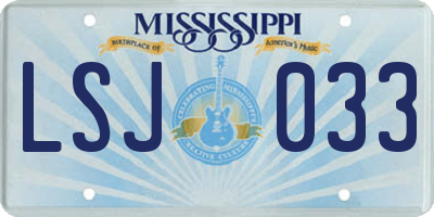 MS license plate LSJ033