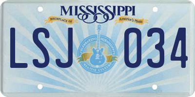 MS license plate LSJ034