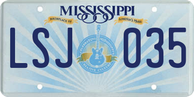 MS license plate LSJ035