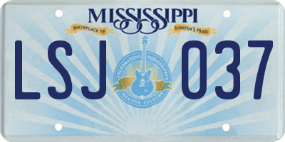 MS license plate LSJ037