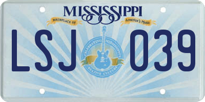 MS license plate LSJ039