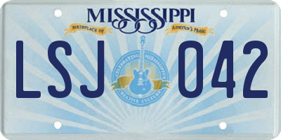 MS license plate LSJ042