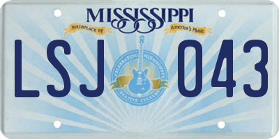 MS license plate LSJ043