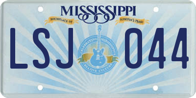 MS license plate LSJ044