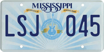 MS license plate LSJ045