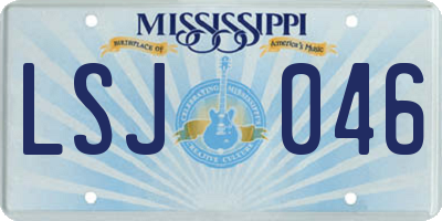 MS license plate LSJ046