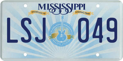 MS license plate LSJ049