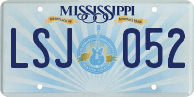 MS license plate LSJ052