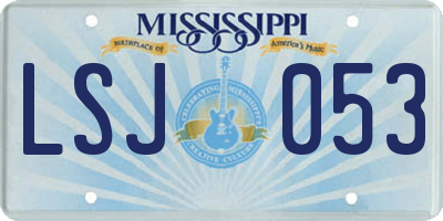MS license plate LSJ053