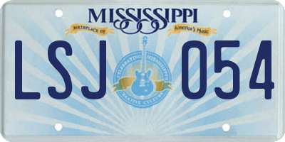 MS license plate LSJ054