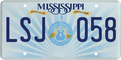 MS license plate LSJ058