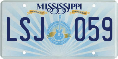 MS license plate LSJ059