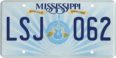 MS license plate LSJ062