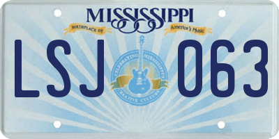 MS license plate LSJ063