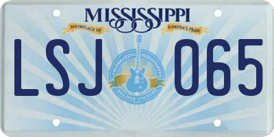 MS license plate LSJ065