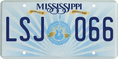 MS license plate LSJ066