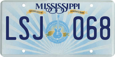 MS license plate LSJ068