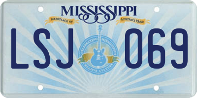 MS license plate LSJ069