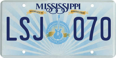 MS license plate LSJ070