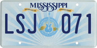 MS license plate LSJ071
