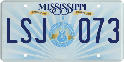 MS license plate LSJ073