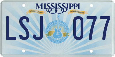 MS license plate LSJ077