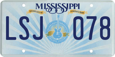 MS license plate LSJ078