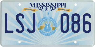 MS license plate LSJ086