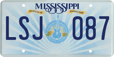 MS license plate LSJ087