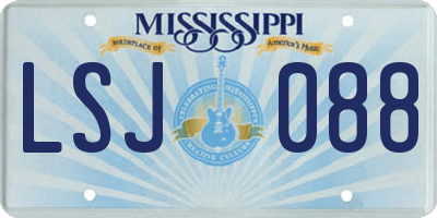 MS license plate LSJ088