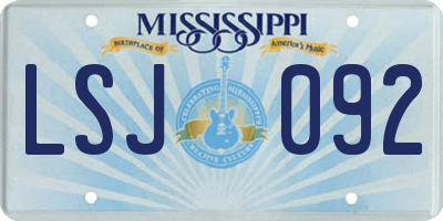 MS license plate LSJ092