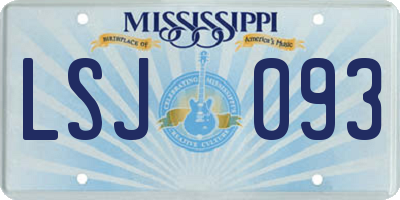 MS license plate LSJ093