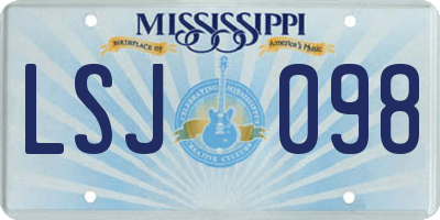MS license plate LSJ098