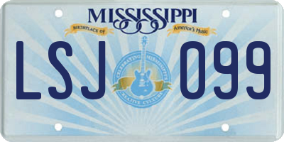 MS license plate LSJ099