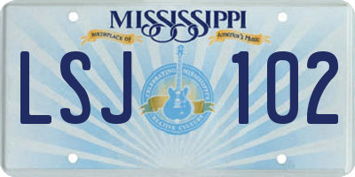 MS license plate LSJ102