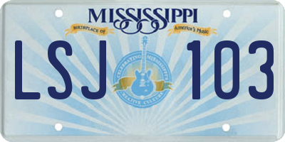 MS license plate LSJ103