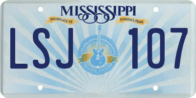 MS license plate LSJ107