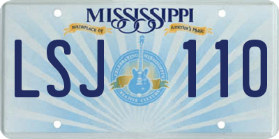 MS license plate LSJ110