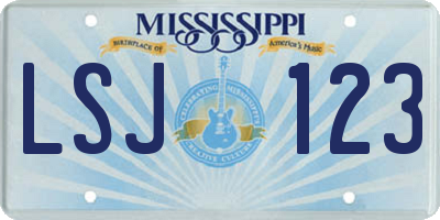 MS license plate LSJ123