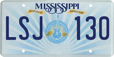 MS license plate LSJ130