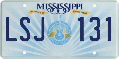MS license plate LSJ131