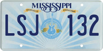 MS license plate LSJ132