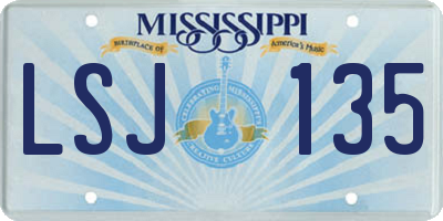 MS license plate LSJ135