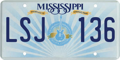 MS license plate LSJ136