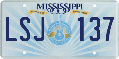 MS license plate LSJ137