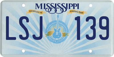 MS license plate LSJ139