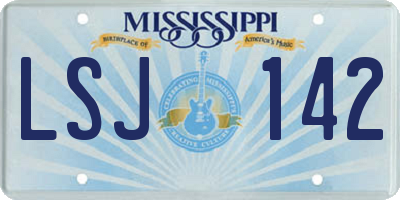 MS license plate LSJ142